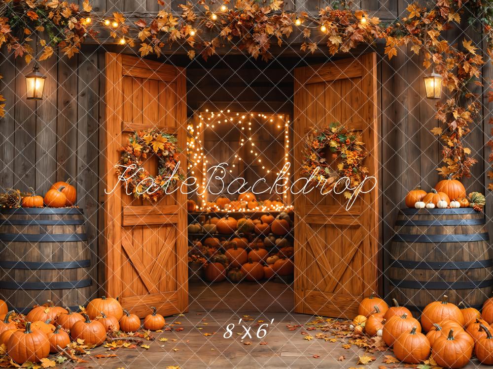 Kate Autumn Barn Wooden Door Pumpkins Backdrop Designed by Emetselch - Image 5
