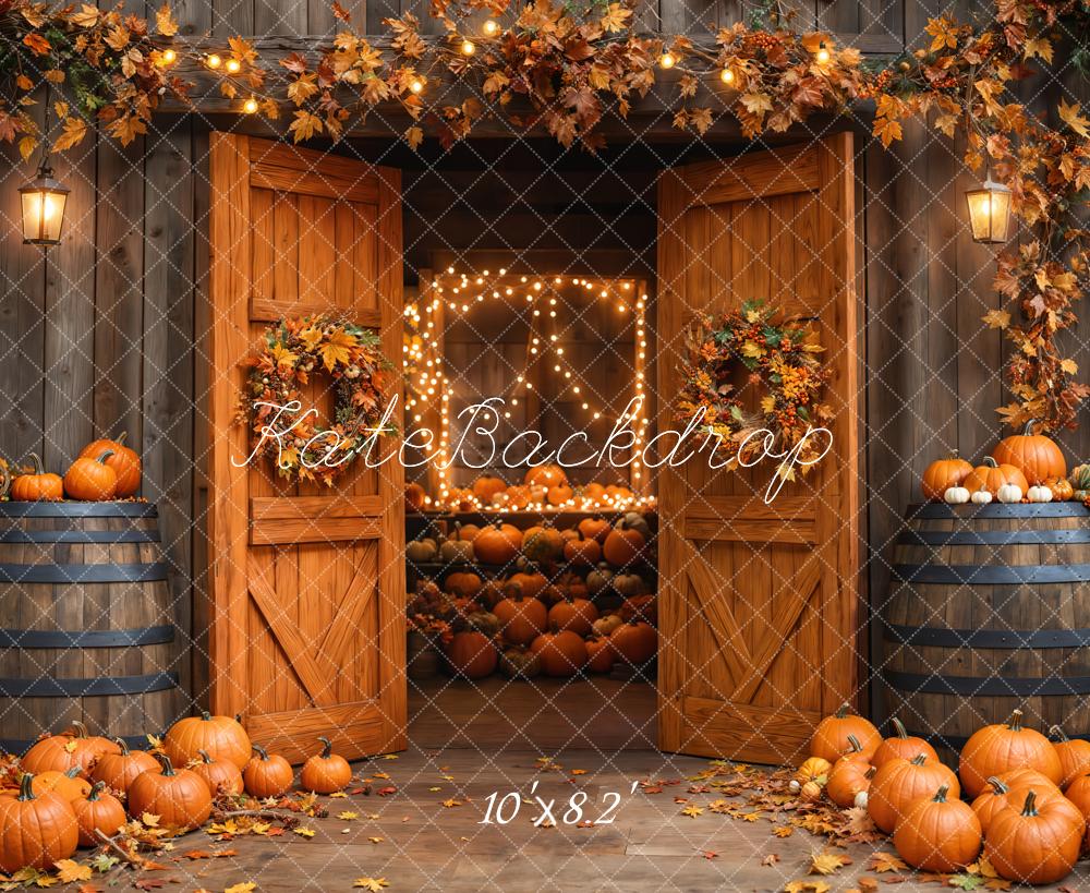 Kate Autumn Barn Wooden Door Pumpkins Backdrop Designed by Emetselch - Image 7