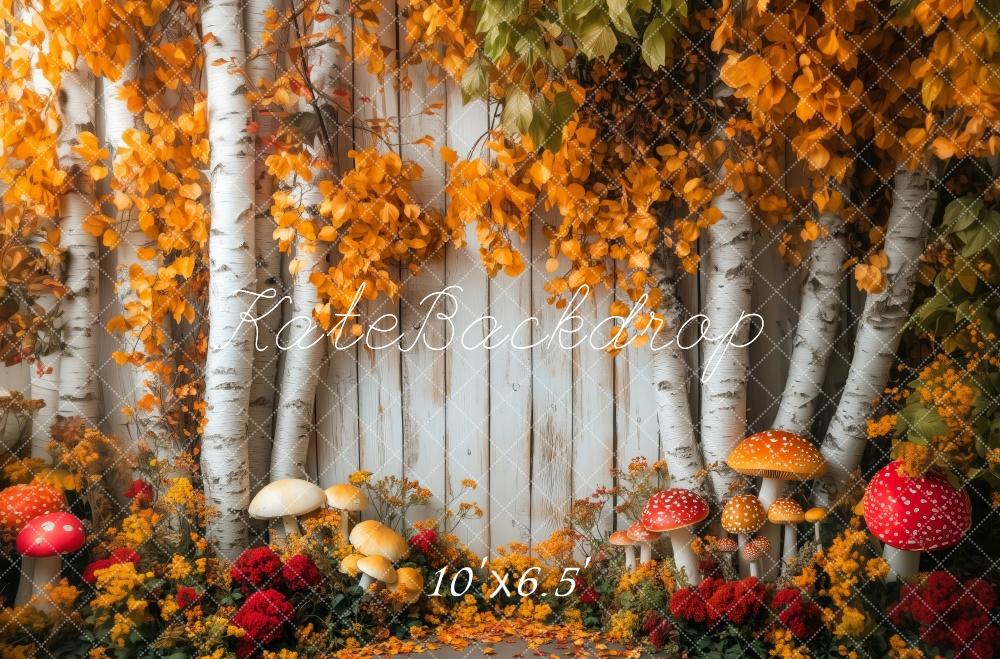 Kate Autumn Birch Trees Mushrooms Backdrop Designed by Patty Robert - Image 4