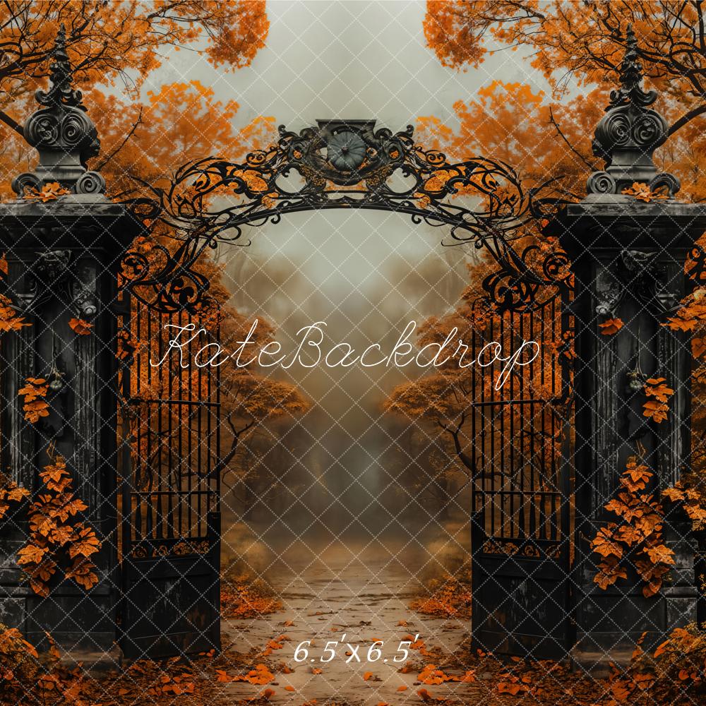 Kate Autumn Black Vintage Gate Maple Trees Backdrop Designed by Emetselch - Image 2
