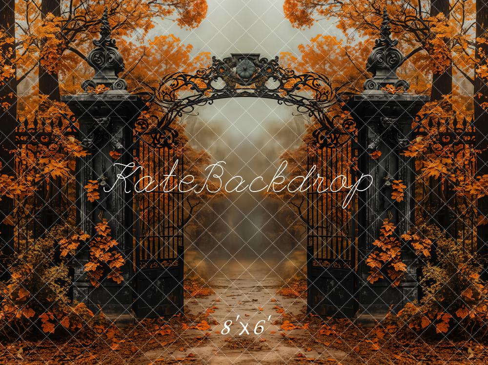 Kate Autumn Black Vintage Gate Maple Trees Backdrop Designed by Emetselch - Image 3