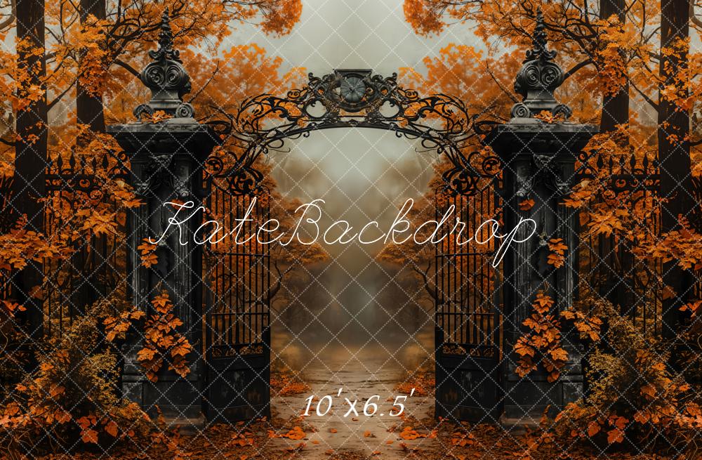 Kate Autumn Black Vintage Gate Maple Trees Backdrop Designed by Emetselch - Image 4