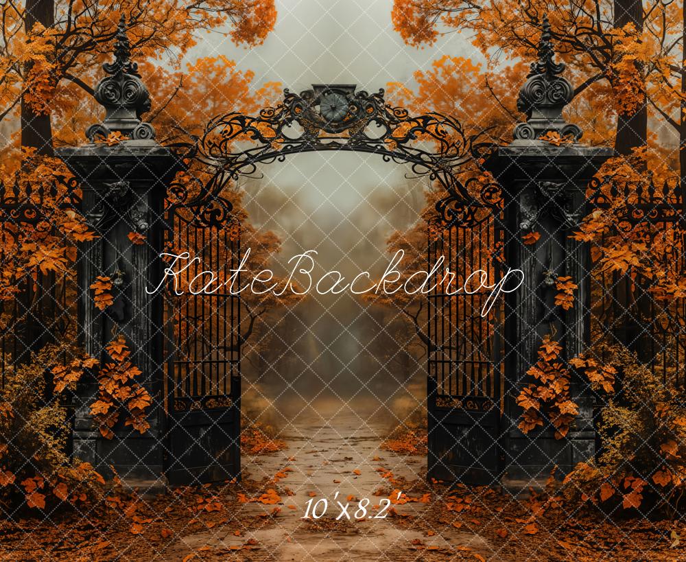 Kate Autumn Black Vintage Gate Maple Trees Backdrop Designed by Emetselch - Image 5