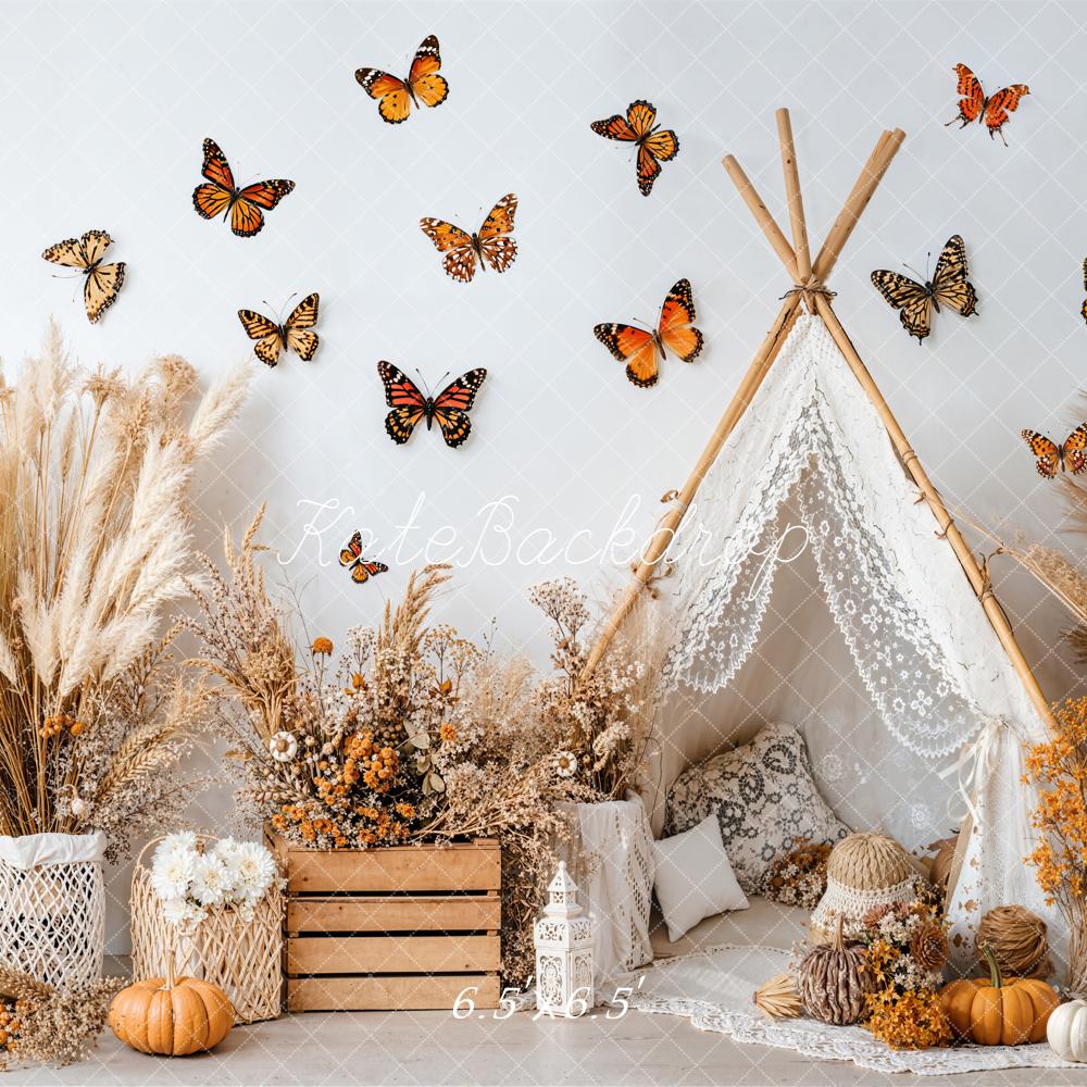 Kate Autumn Boho Butterfly Teepee Backdrop Designed by Emetselch - Image 4