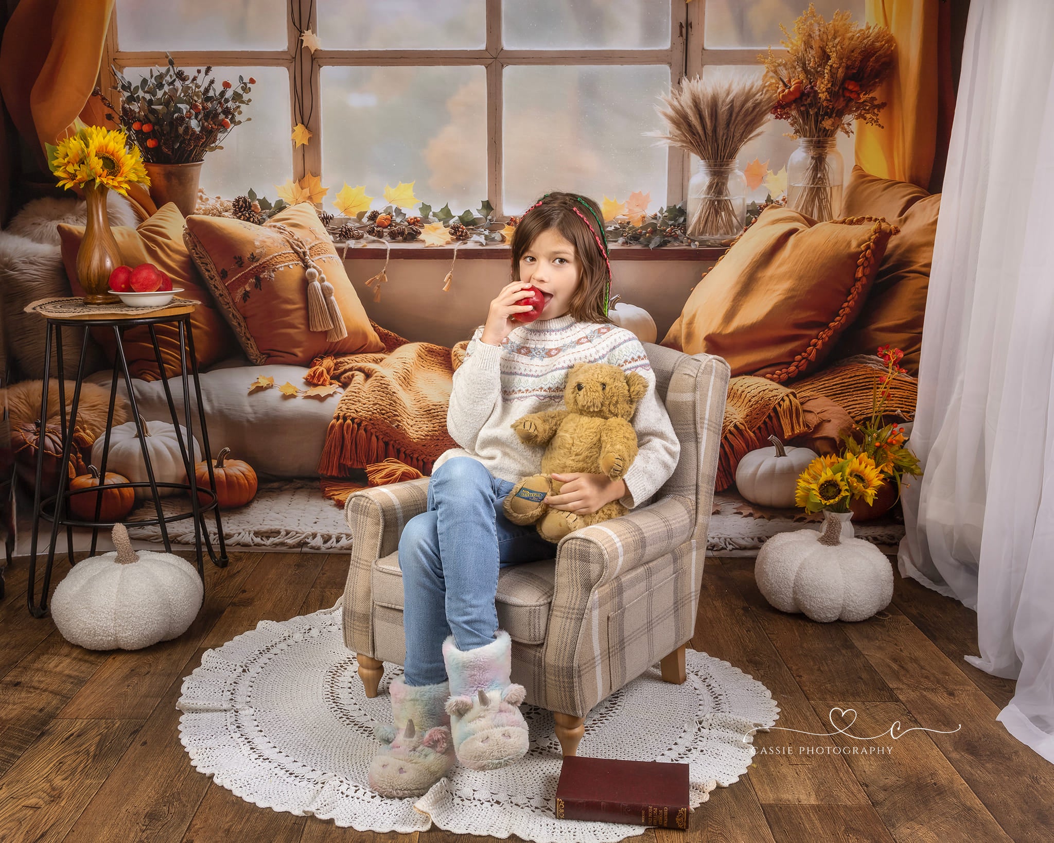 Kate Autumn Boho Pumpkin Curtain Window Backdrop Designed by Emetselch - Image 3