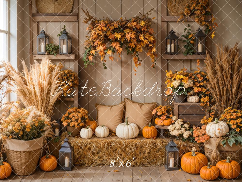 Kate Autumn Boho Pumpkin Harvest Backdrop Designed by Emetselch - Image 5