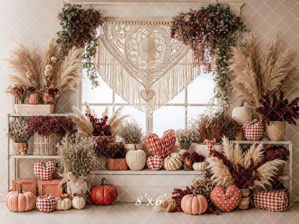 Kate Autumn Boho Pumpkins Backdrop Designed by Emetselch - Image 3