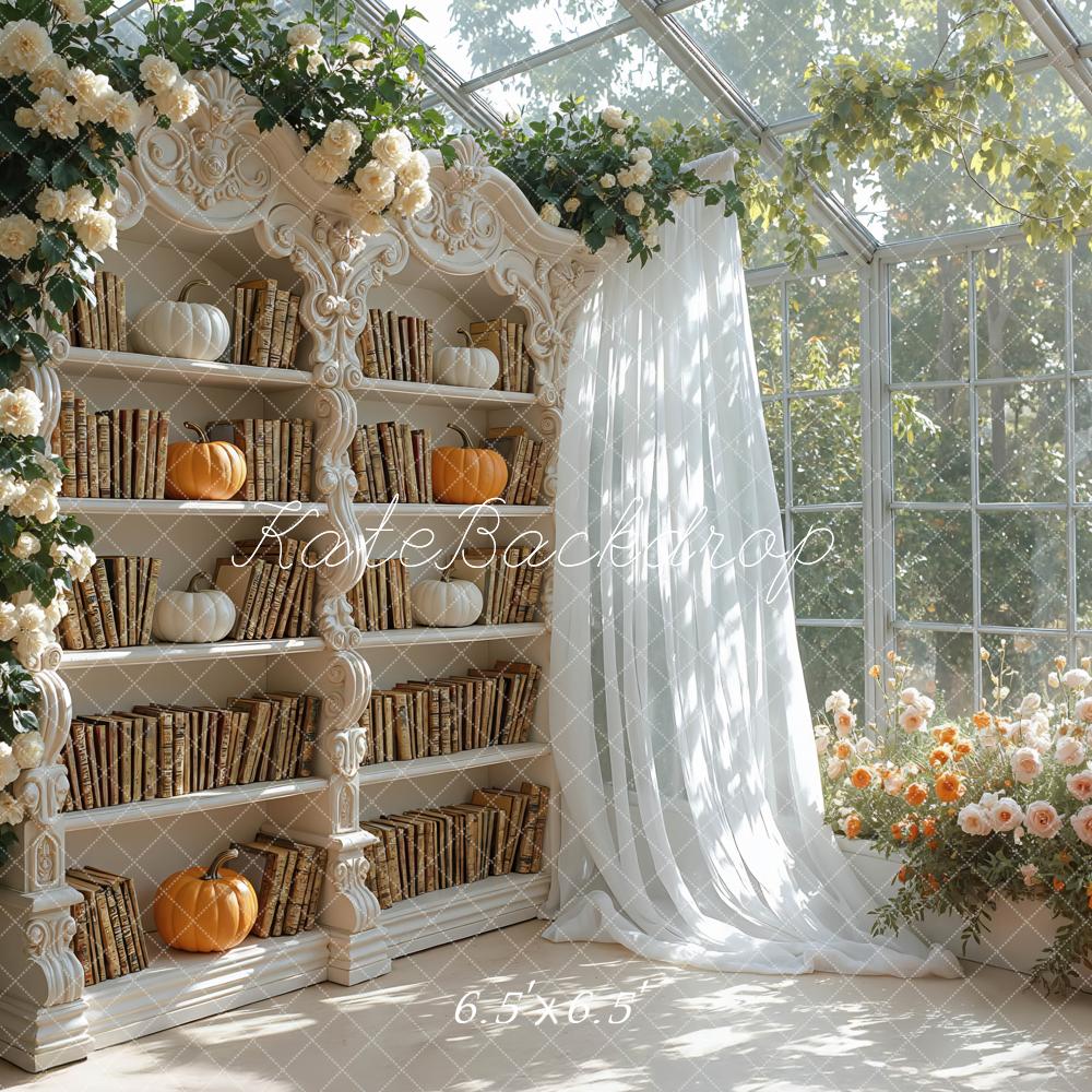 Kate Autumn Bookshelf Pumpkins Backdrop Designed by Mini MakeBelieve - Image 2