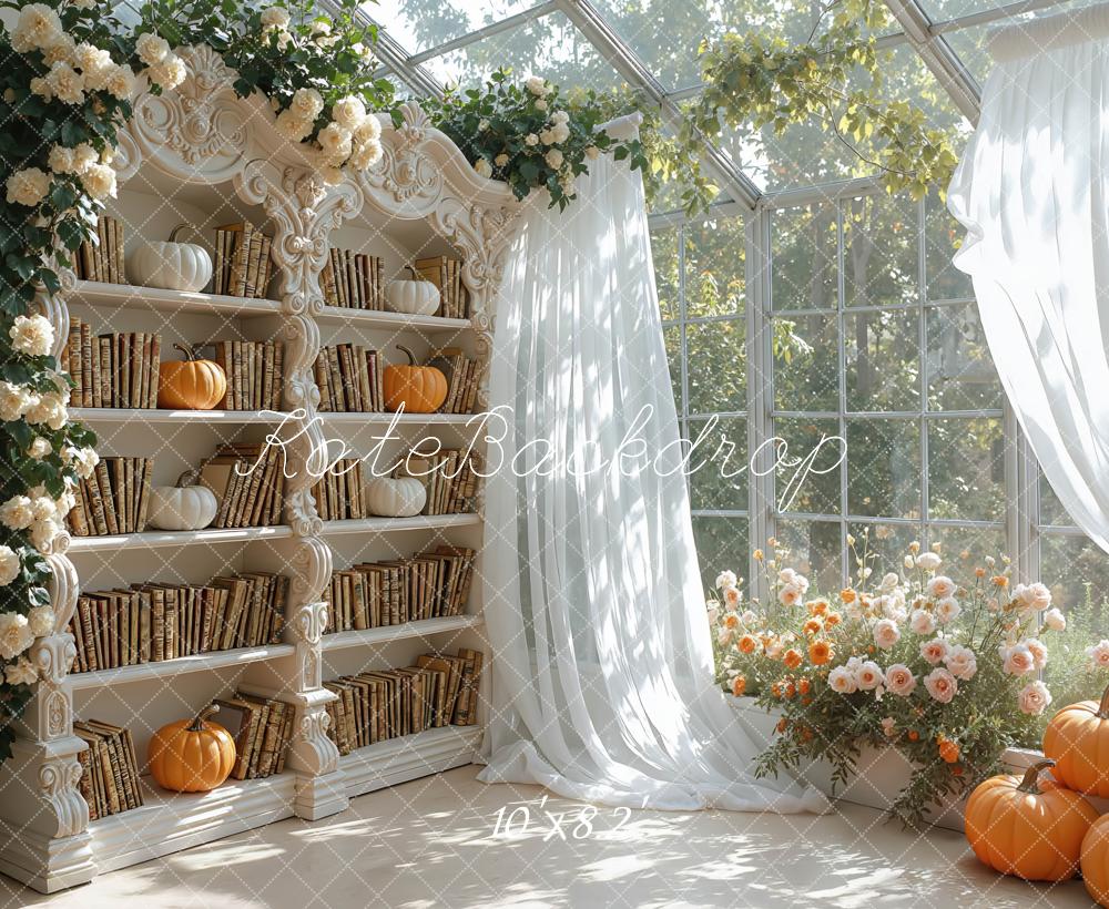 Kate Autumn Bookshelf Pumpkins Backdrop Designed by Mini MakeBelieve - Image 6