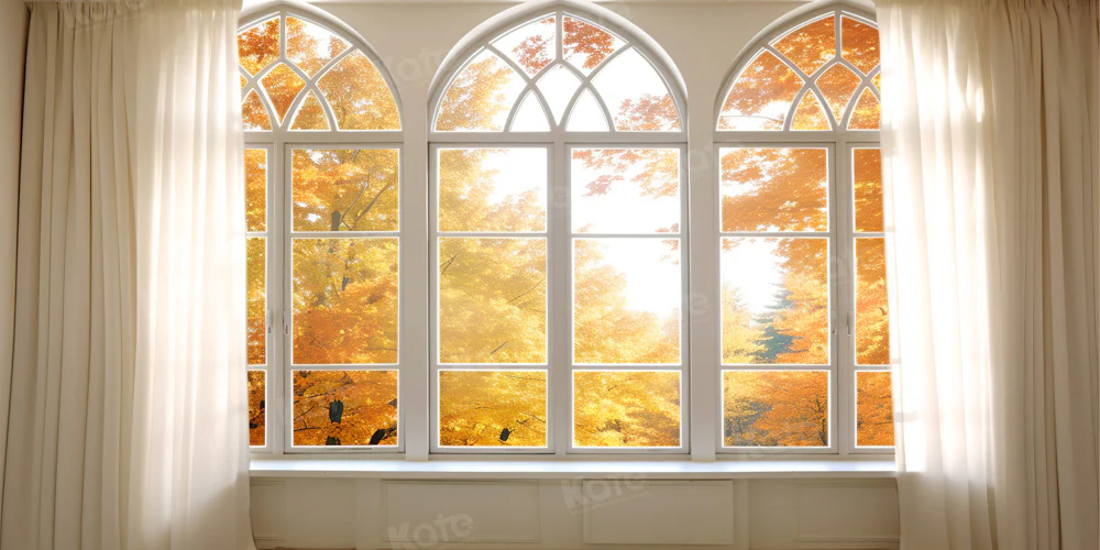 Kate Autumn Church Window Leaf Backdrop Designed by Chain Photography - Image 4