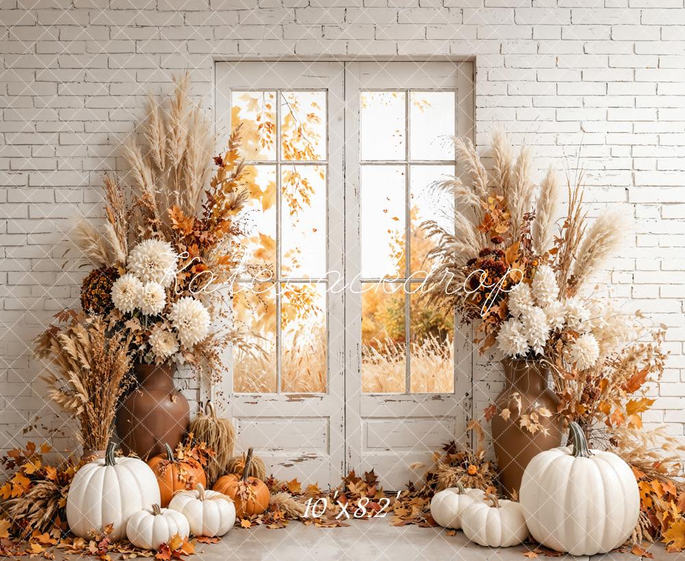 Kate Autumn Cozy Pumpkin Floral Window Backdrop Designed by Emetselch - Image 8
