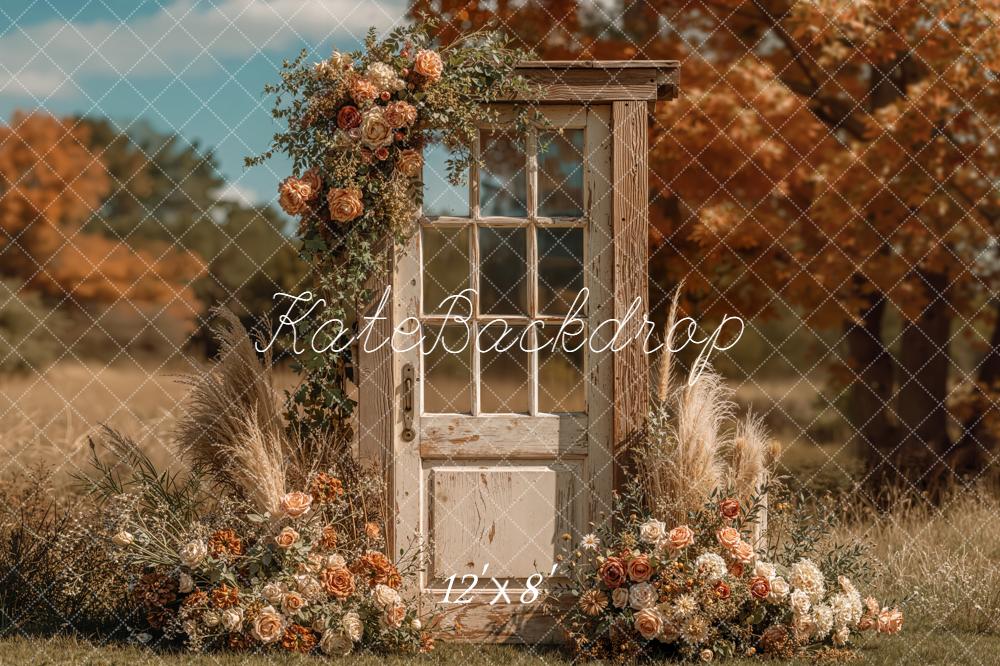 Kate Autumn Door Pampas Fleece Backdrop Designed by Emetselch - Image 4