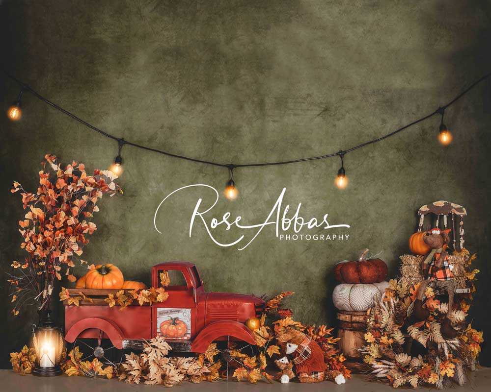 Kate Autumn Fallen Leaves Pumpkin Truck Backdrop Designed By Rose Abbas - Image 3