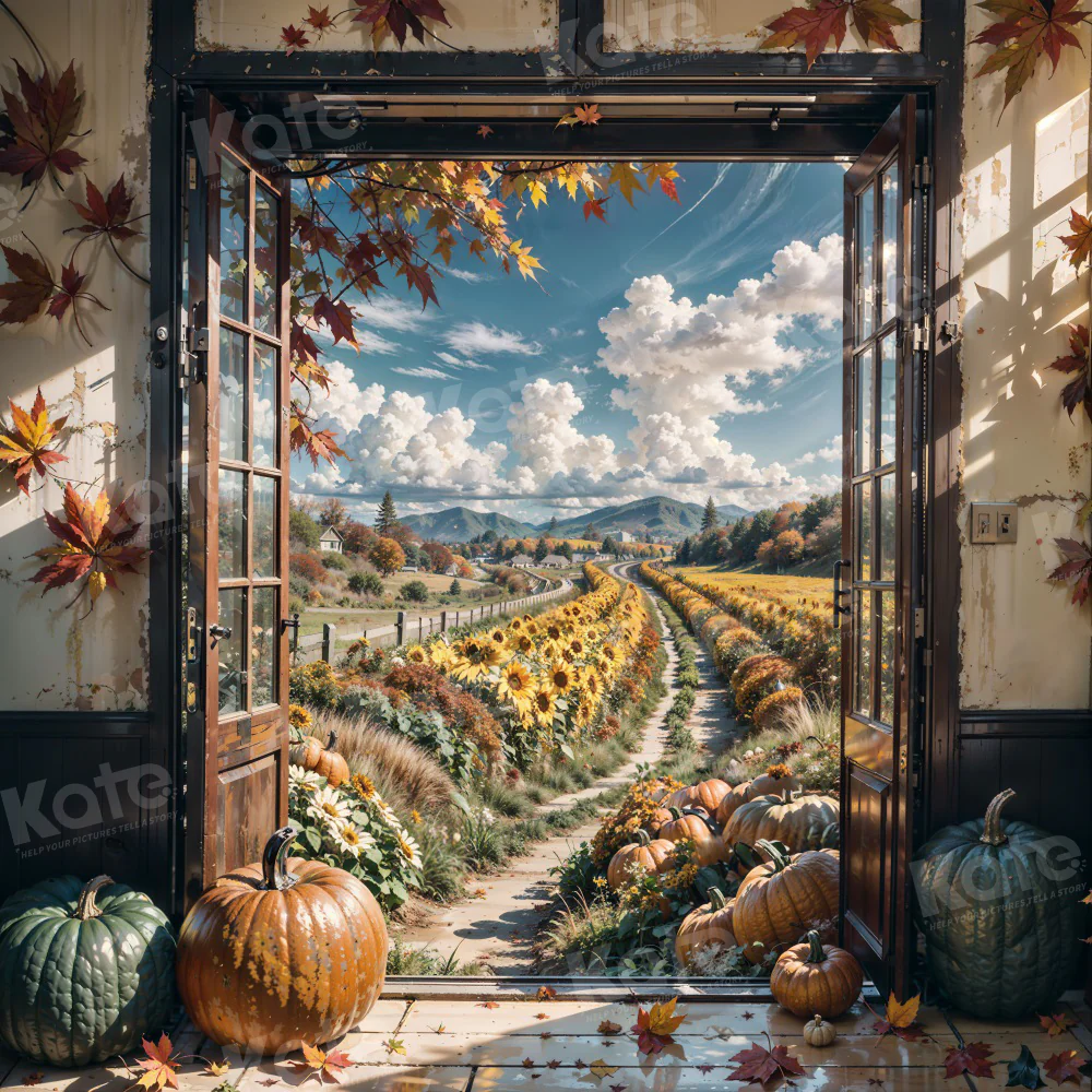Kate Autumn Farm Sunflower Field Backdrop for Photography - Image 2