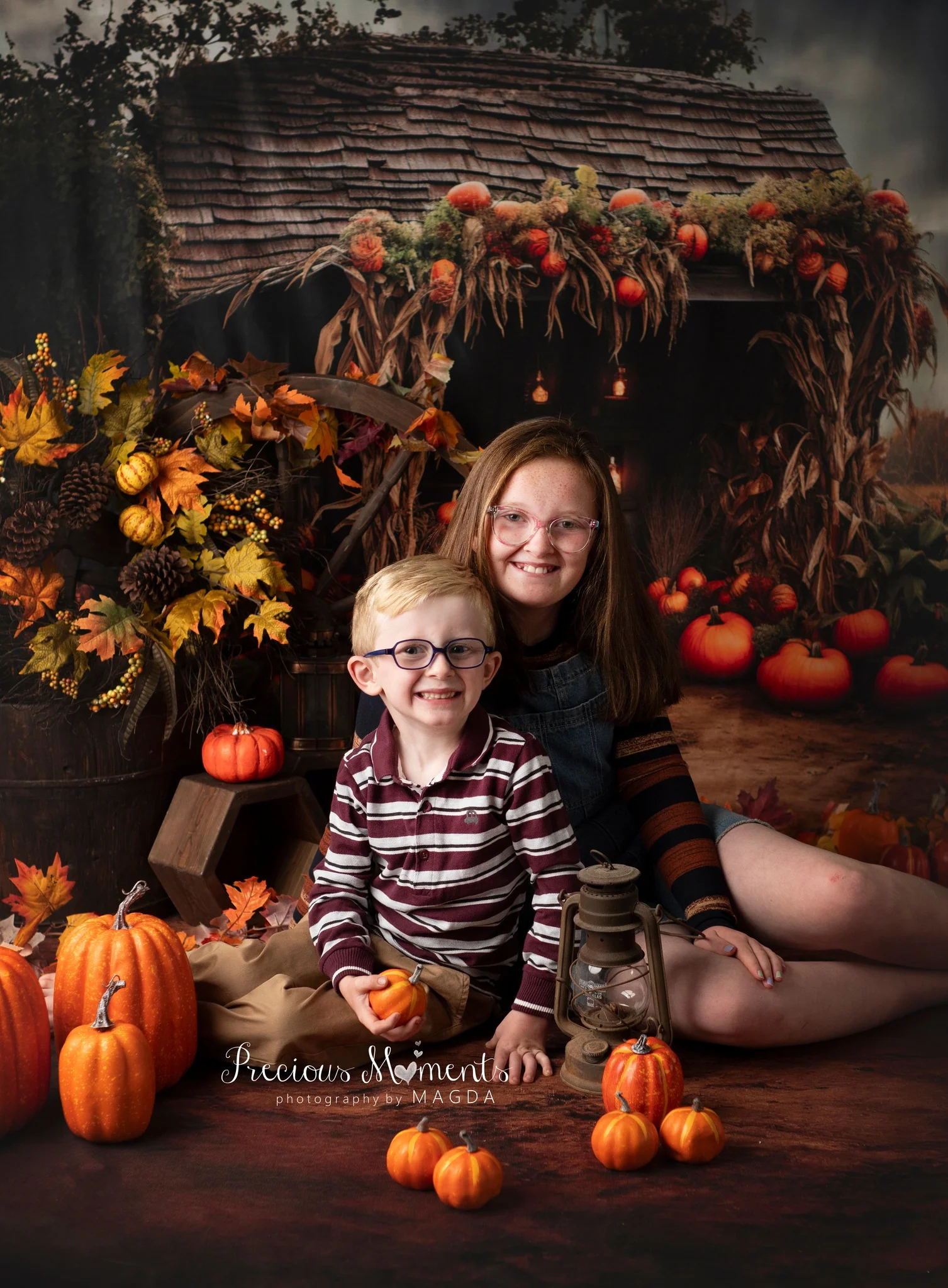 Kate Autumn Field Pumpkin Old House Backdrop+Soil Floor Backdrop - Image 4