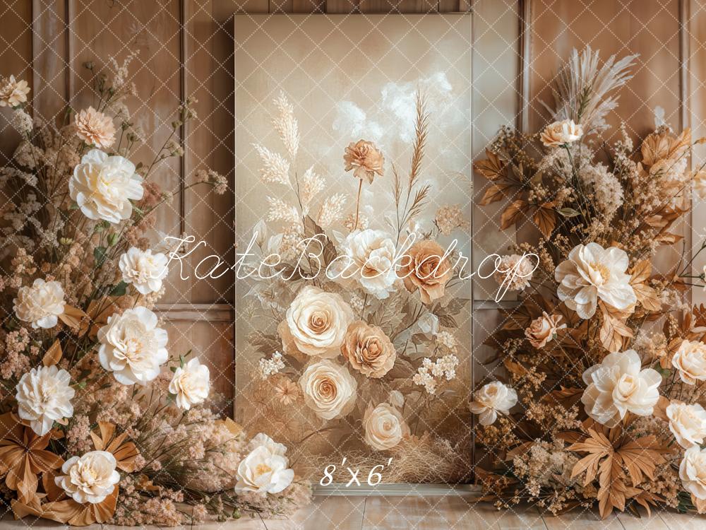 Kate Autumn Floral Beige Vintage Boho Backdrop Designed by Emetselch - Image 3