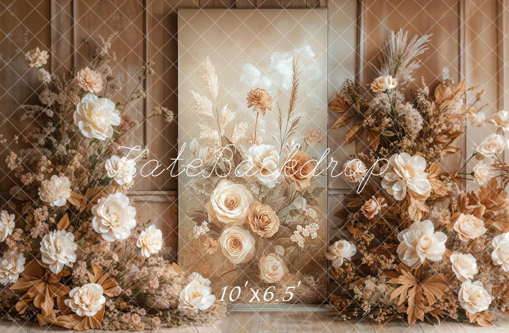 Kate Autumn Floral Beige Vintage Boho Backdrop Designed by Emetselch - Image 4
