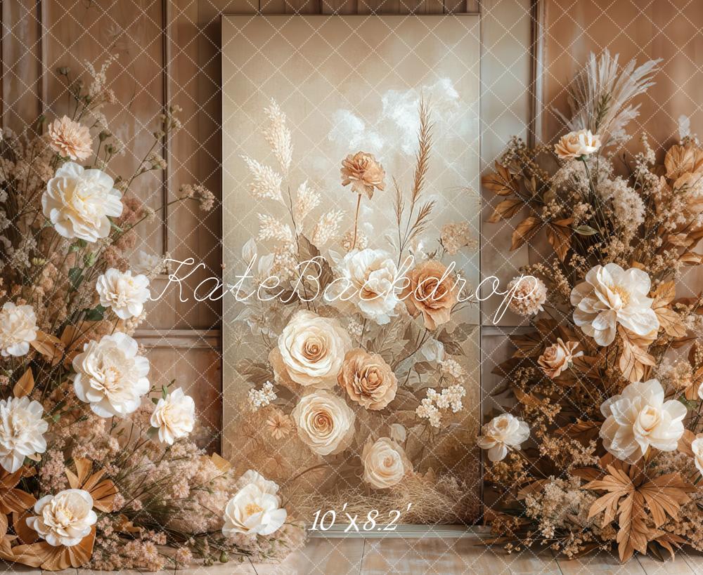 Kate Autumn Floral Beige Vintage Boho Backdrop Designed by Emetselch - Image 5
