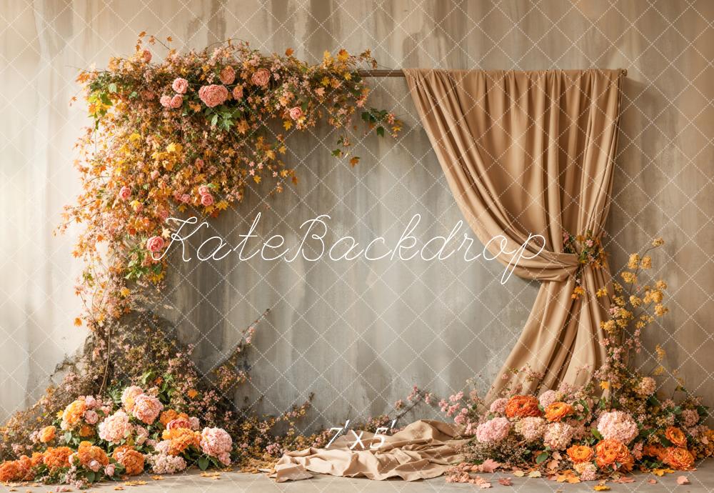 Kate Autumn Flower Arch Apricot Curtains Backdrop Designed by Emetselch