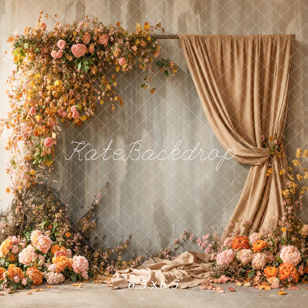 Kate Autumn Flower Arch Apricot Curtains Backdrop Designed by Emetselch - Image 2
