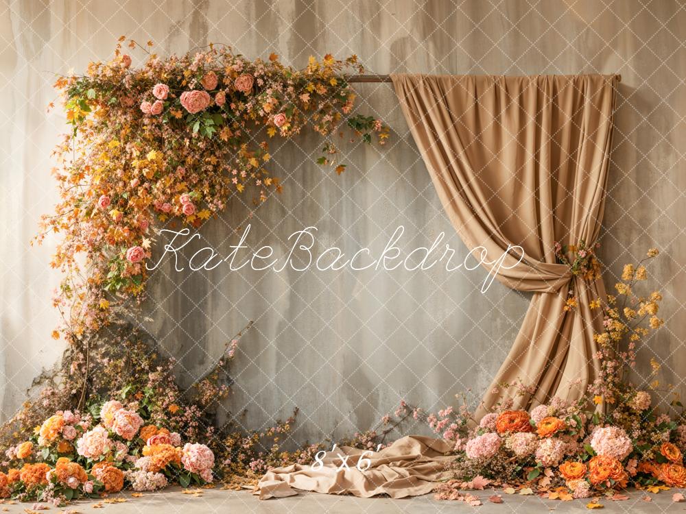 Kate Autumn Flower Arch Apricot Curtains Backdrop Designed by Emetselch - Image 3