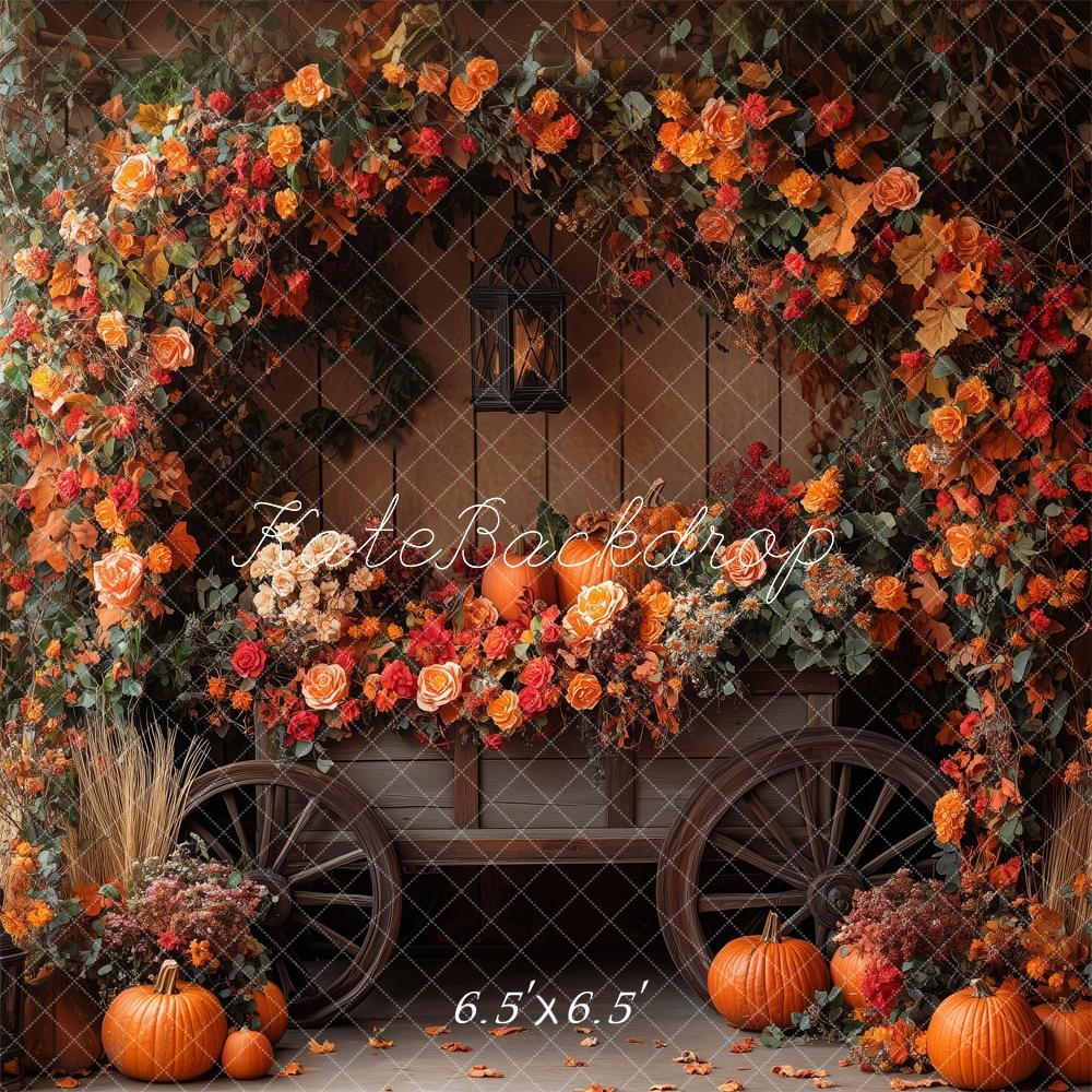 Kate Autumn Flower Arch Pumpkin Backdrop Designed by Patty Robert - Image 3