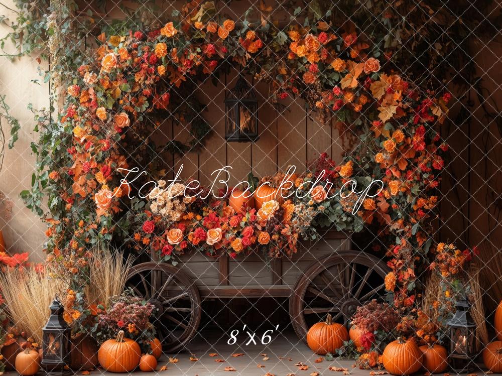 Kate Autumn Flower Arch Pumpkin Backdrop Designed by Patty Robert - Image 4