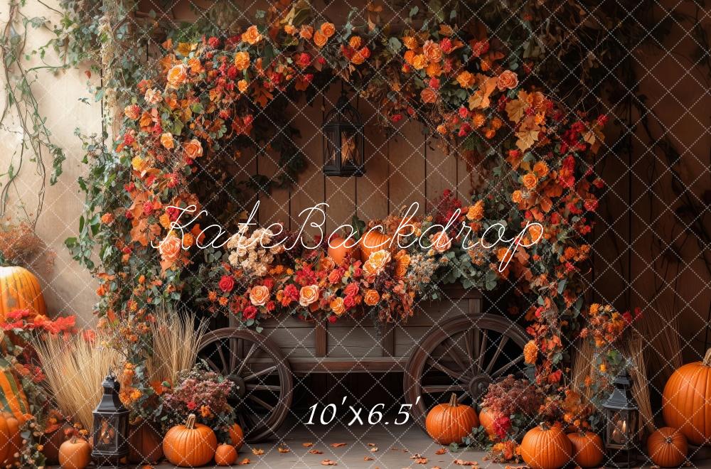 Kate Autumn Flower Arch Pumpkin Backdrop Designed by Patty Robert - Image 5
