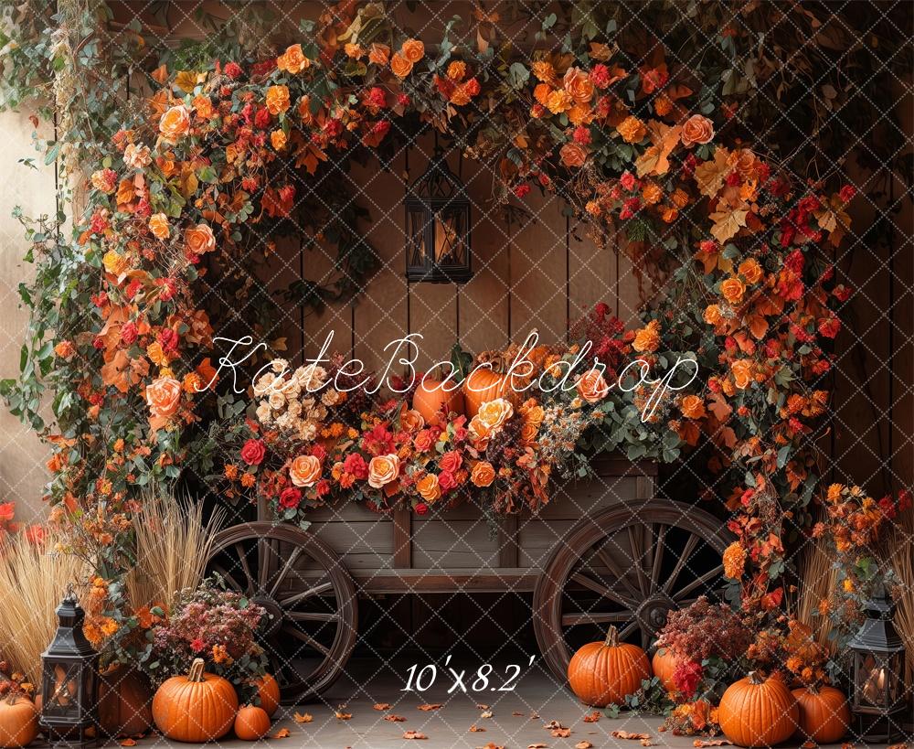 Kate Autumn Flower Arch Pumpkin Backdrop Designed by Patty Robert - Image 6