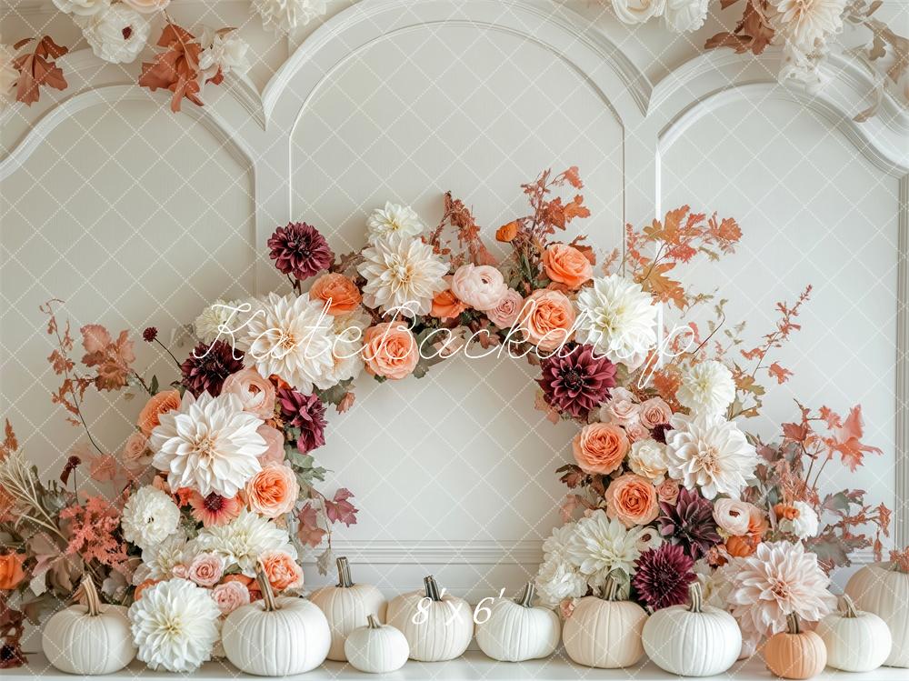 Kate Autumn Flower Arch White Pumpkin Backdrop Designed by Patty Robert - Image 3