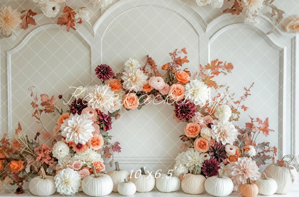 Kate Autumn Flower Arch White Pumpkin Backdrop Designed by Patty Robert - Image 4
