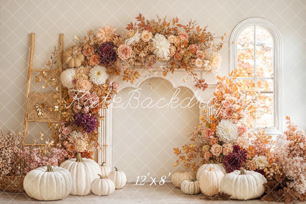 Kate Autumn Floral Arch White Pumpkins Backdrop Designed by Emetselch - Image 8