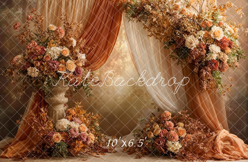 Kate Autumn Flower Drapes Fleece Backdrop Designed by Emetselch - Image 2