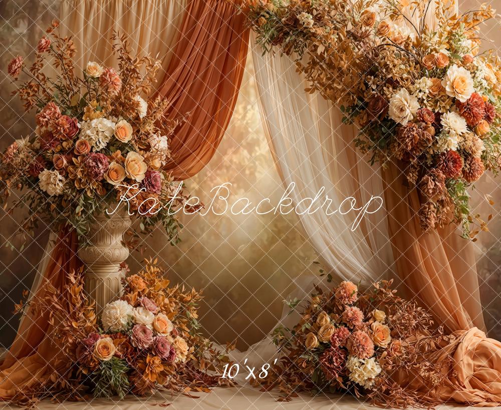 Kate Autumn Flower Drapes Fleece Backdrop Designed by Emetselch - Image 3