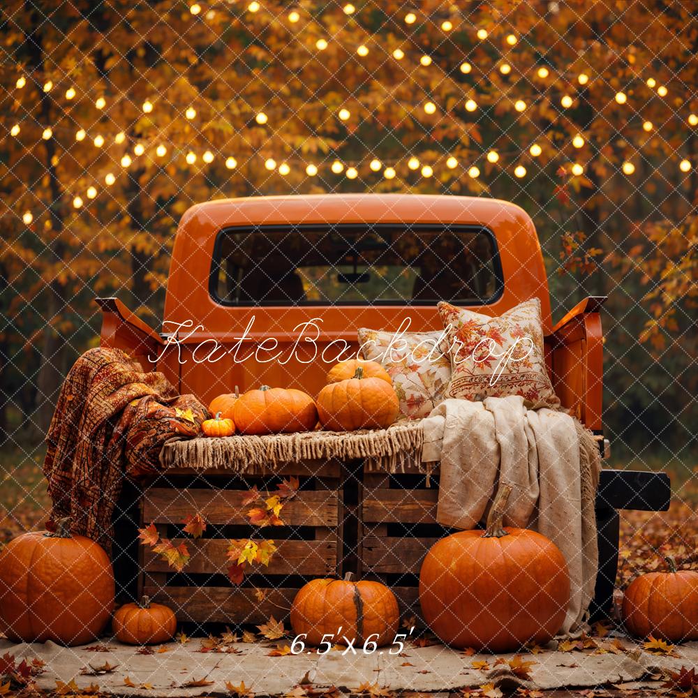 Kate Autumn Forest Maple Leaf Pumpkin Truck Backdrop Designed by Emetselch - Image 2