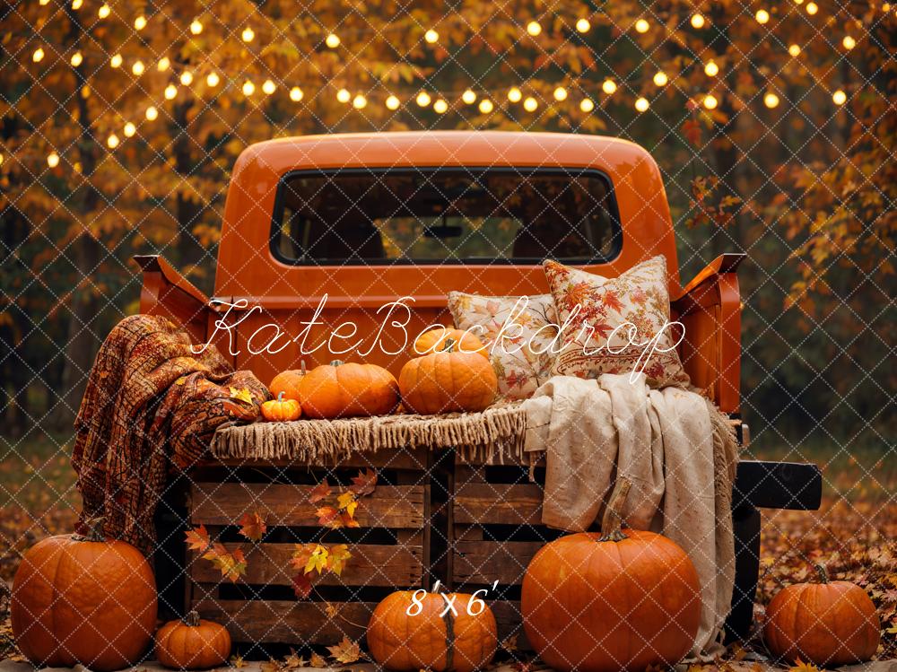 Kate Autumn Forest Maple Leaf Pumpkin Truck Backdrop Designed by Emetselch - Image 3
