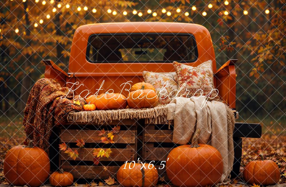 Kate Autumn Forest Maple Leaf Pumpkin Truck Backdrop Designed by Emetselch - Image 4