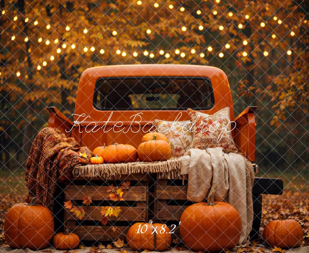 Kate Autumn Forest Maple Leaf Pumpkin Truck Backdrop Designed by Emetselch - Image 5