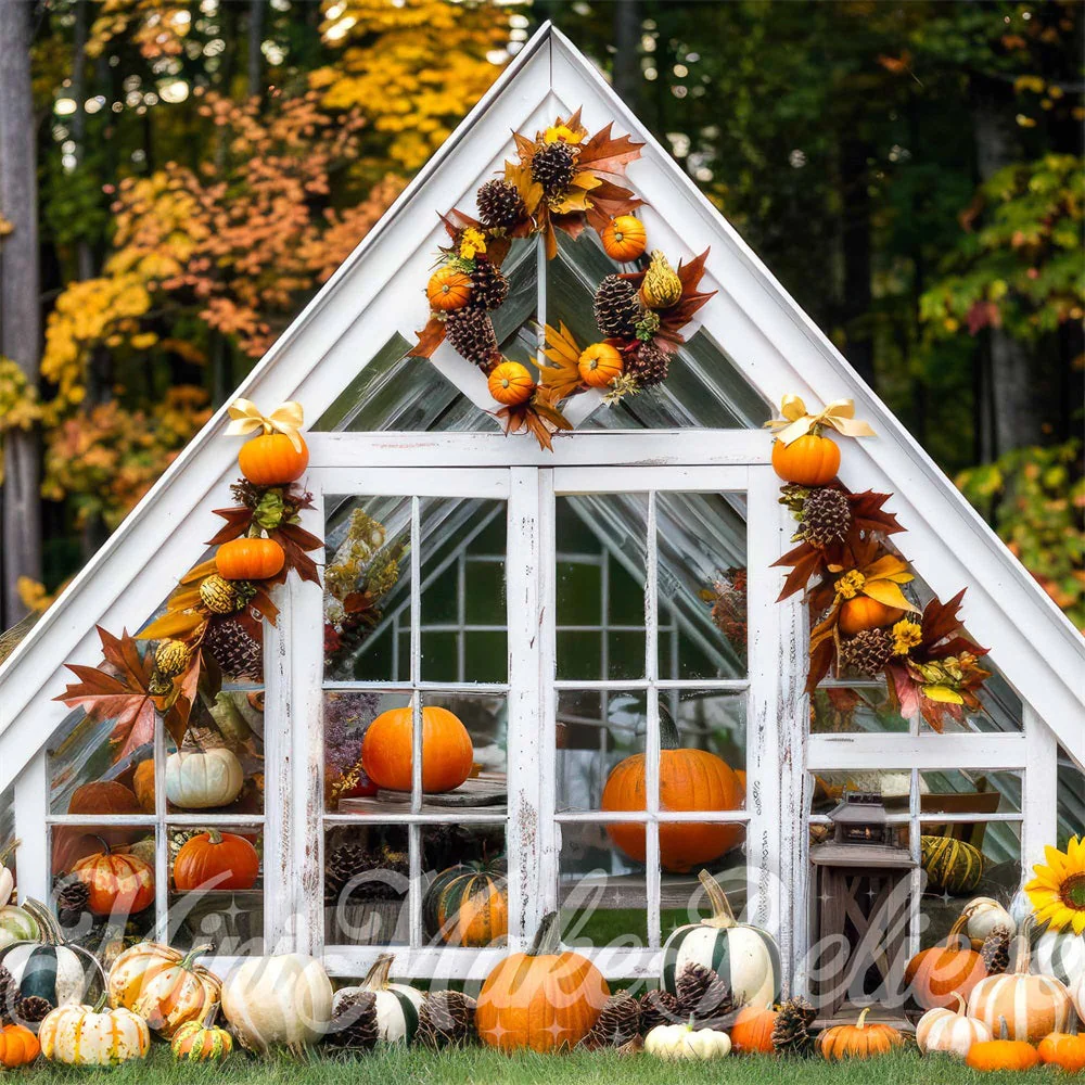 Kate Autumn Forest Pumpkin White Barn Backdrop Designed by Mini MakeBelieve - Image 4
