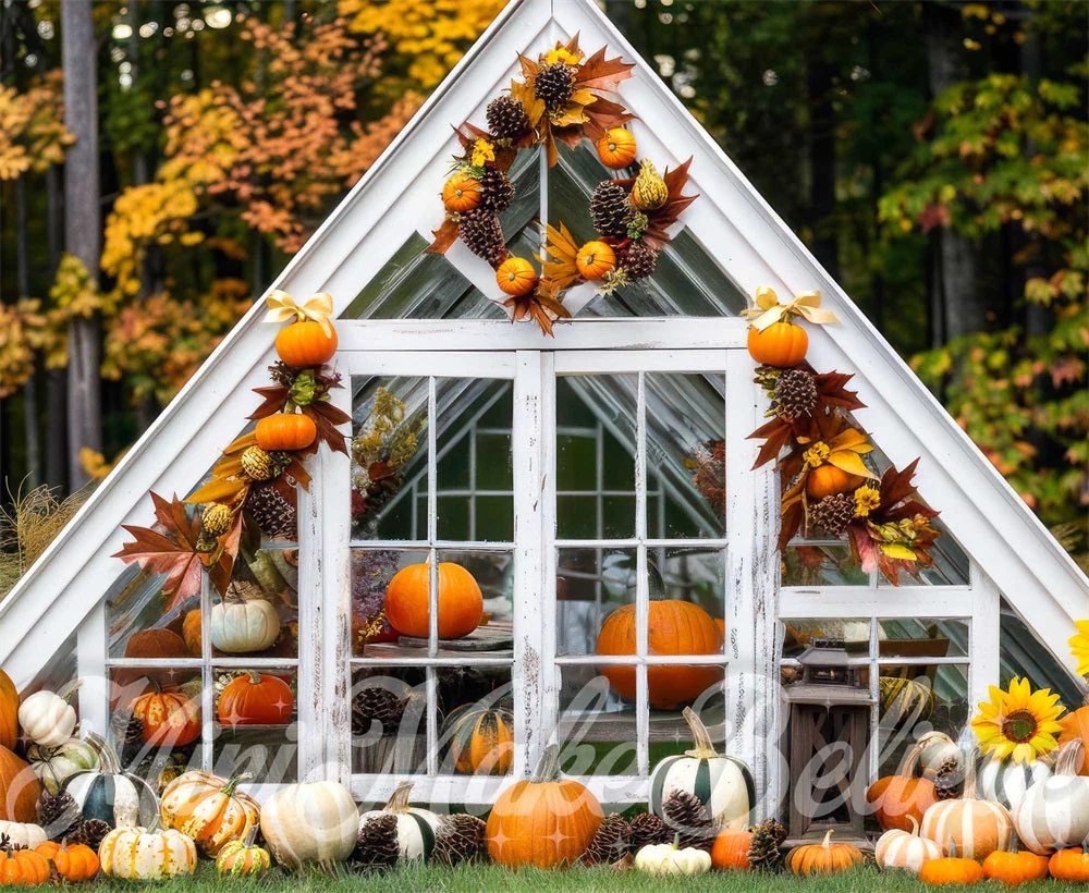 Kate Autumn Forest Pumpkin White Barn Backdrop Designed by Mini MakeBelieve - Image 7