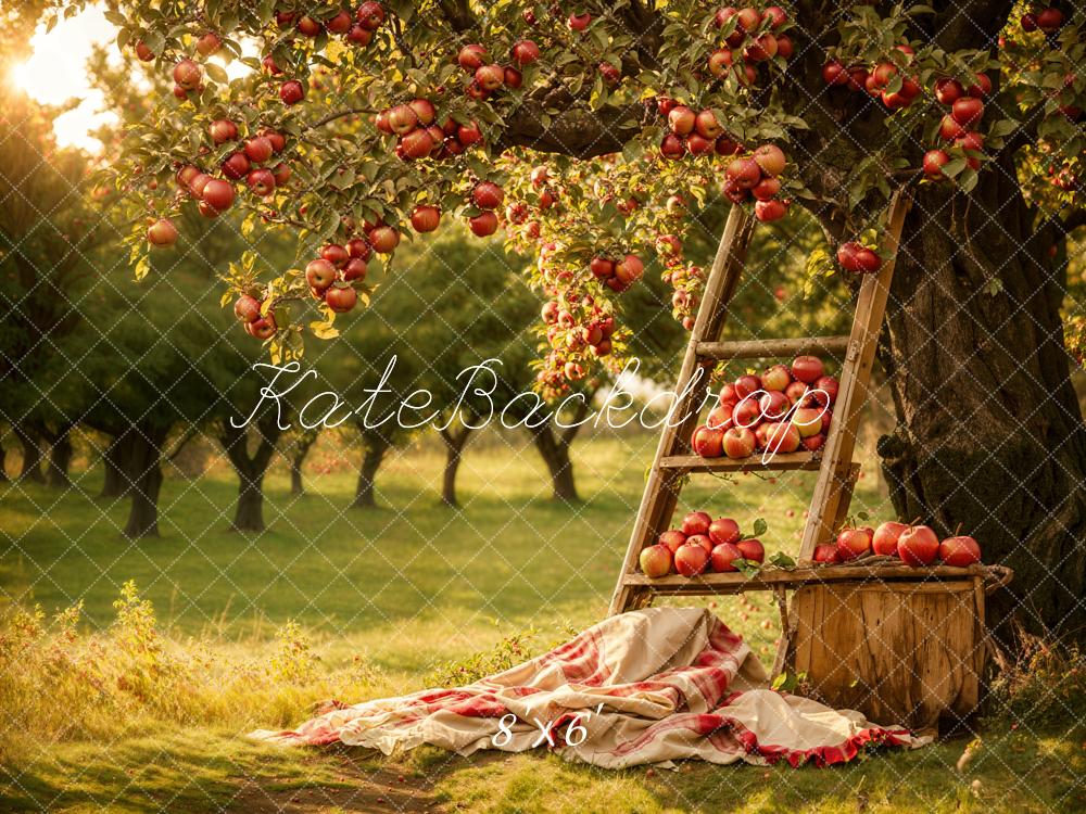 Kate Autumn Forest Red Apple Orchard Backdrop Designed by Emetselch - Image 3