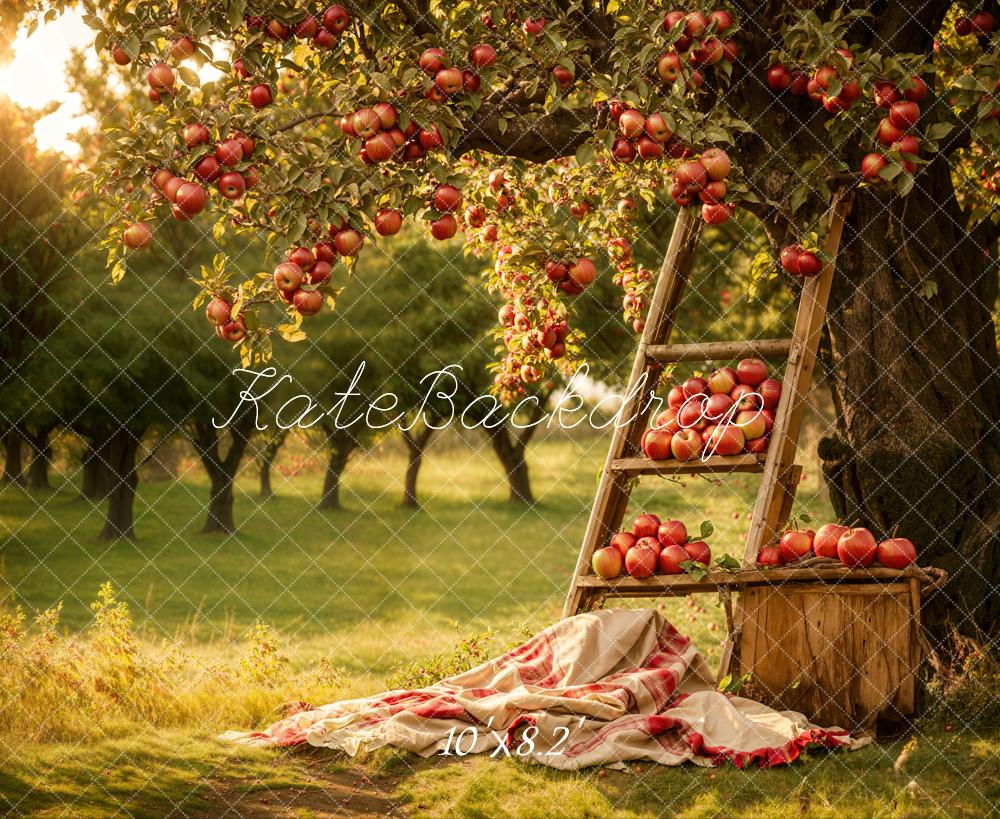 Kate Autumn Forest Red Apple Orchard Backdrop Designed by Emetselch - Image 4