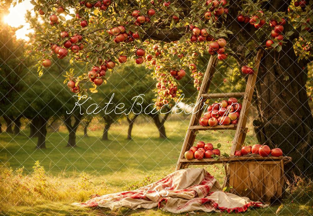 Kate Autumn Forest Red Apple Orchard Backdrop Designed by Emetselch - Image 5