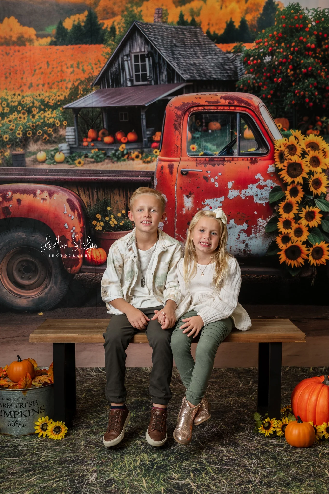 Kate Autumn Forest Sunflower Broken Truck Backdrop Designed by Mini MakeBelieve - Image 3