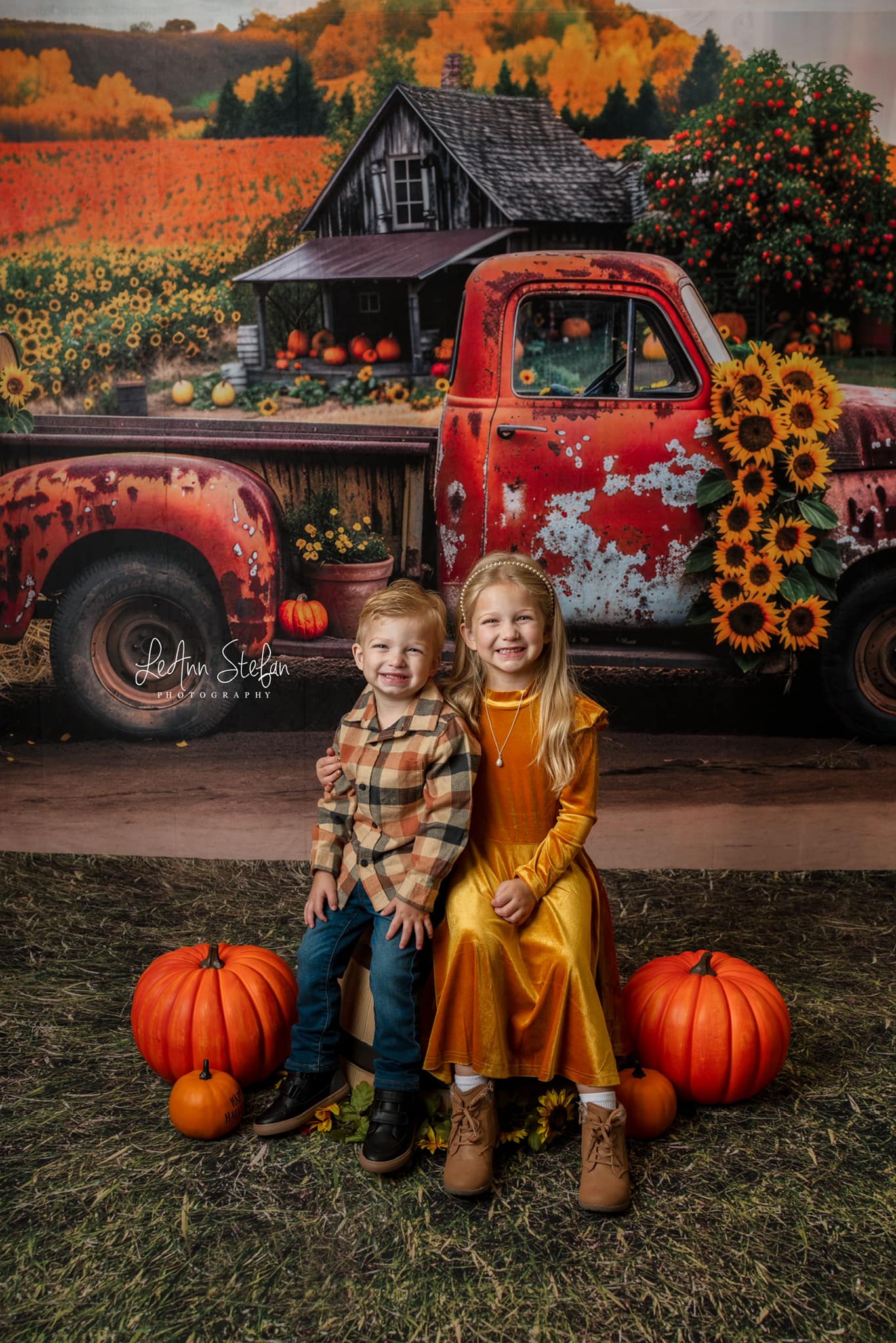 Kate Autumn Forest Sunflower Broken Truck Backdrop Designed by Mini MakeBelieve - Image 4