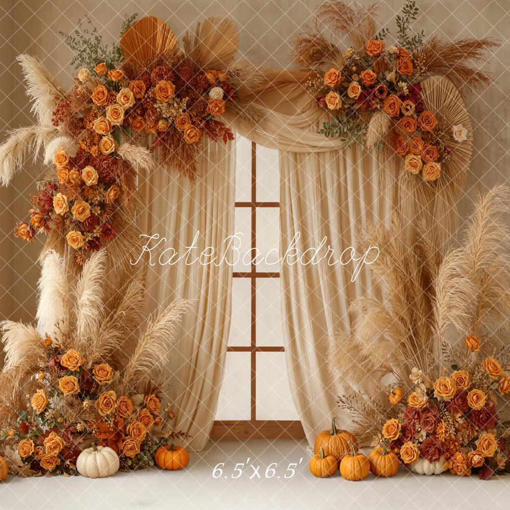 Kate Autumn Garland Pampas Pumpkins Backdrop Designed by Emetselch - Image 2