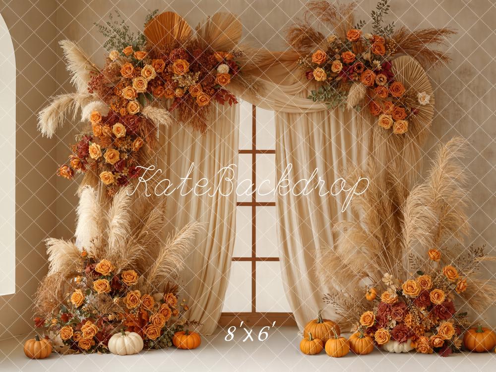 Kate Autumn Garland Pampas Pumpkins Backdrop Designed by Emetselch - Image 3