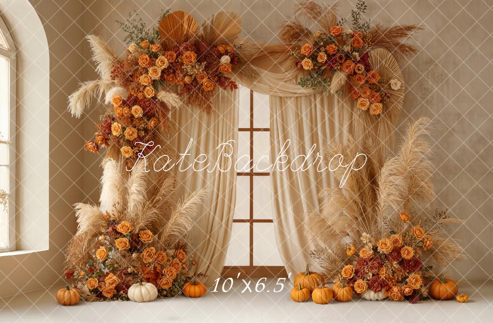 Kate Autumn Garland Pampas Pumpkins Backdrop Designed by Emetselch - Image 4