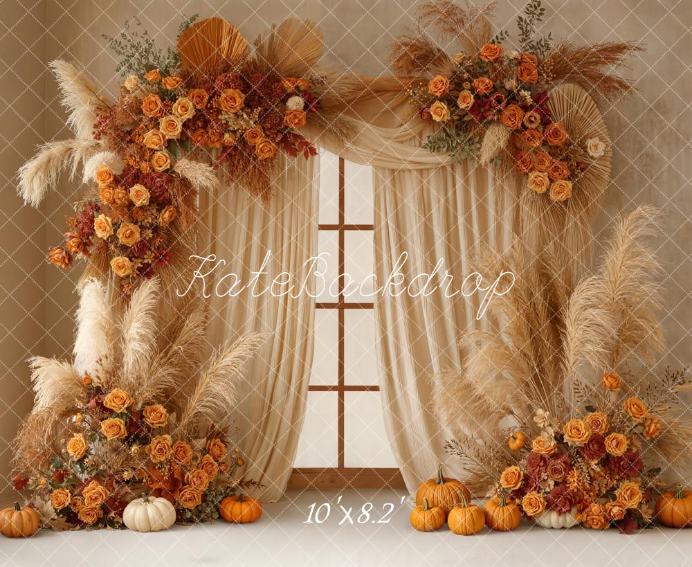 Kate Autumn Garland Pampas Pumpkins Backdrop Designed by Emetselch - Image 6