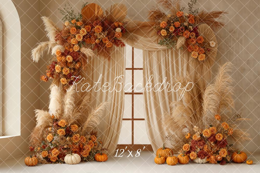 Kate Autumn Garland Pampas Pumpkins Backdrop Designed by Emetselch - Image 8